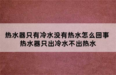 热水器只有冷水没有热水怎么回事 热水器只出冷水不出热水